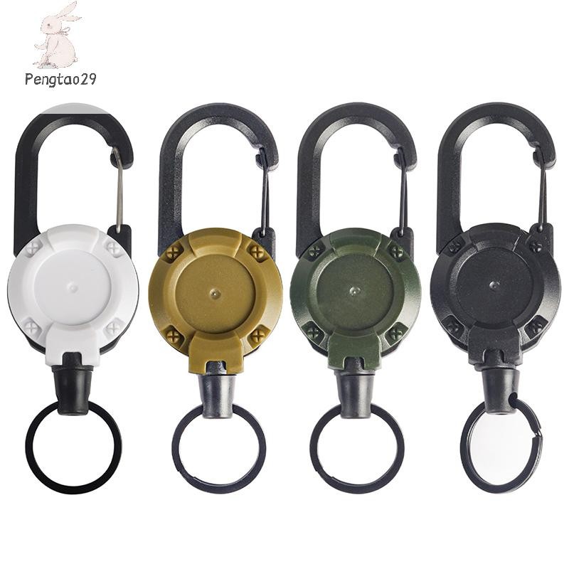 Pengatao29 Anti-theft Metal Easy-to-pull Buckle Rope พวงกุญแจยืดหยุ่น Sporty Retractable Key Ring Outdoor Carabiner Hook กระเป๋าเป้สะพายหลังหัวเข็มขัด COD