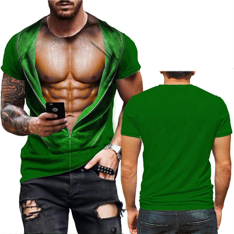 Mens ตลกกล้ามเนื้อรูปแบบเสื้อยืดฤดูร้อนแฟชั่นแขนสั้น O คอ 3D พิมพ์ T เสื้อ Casual ขนาดใหญ่ Vintage Tees Tops