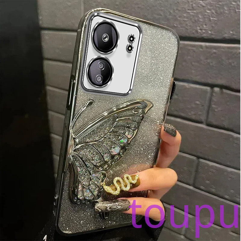 เคส redmi 13C Poco C65 Redmi 12C 12 10C 10A 9C Redm 10 4G 5G หรูหราสุนทรียศาสตร์ผีเสื้อ แวววาว ดูกรณี กันกระแทก เปลือกนุ่มครอบคลุมเต็มรูปแบบ พร้อมวงเล็บ เคสโทรศัพท์ redmi 13C Poco C65 Redmi 12C 12 10C 10A 9C Redm 10 4G 5G