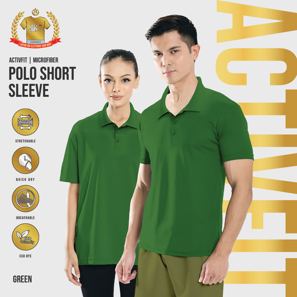 888.เสื้อยืด CO MICROFIBER POLO COLAR (FAST-DRY/COOL-MAX) ANTI-BACTERIA MILO GREEN