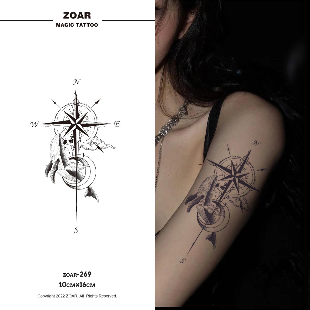 COD⚡แทททู ZOAR-269🚛Magic tattoo วาฬ สติ๊กเกอร์รอยสัก กันน้ำ รอยสัก ลายสัก 15 วัน สีดำ