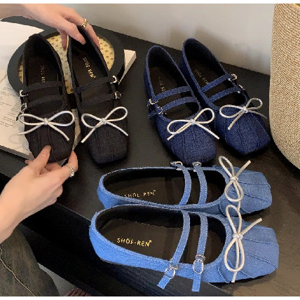 กันลื่น Mary Jane Soft-Soled Boat Shoes Gentle New Style Casual French Style
