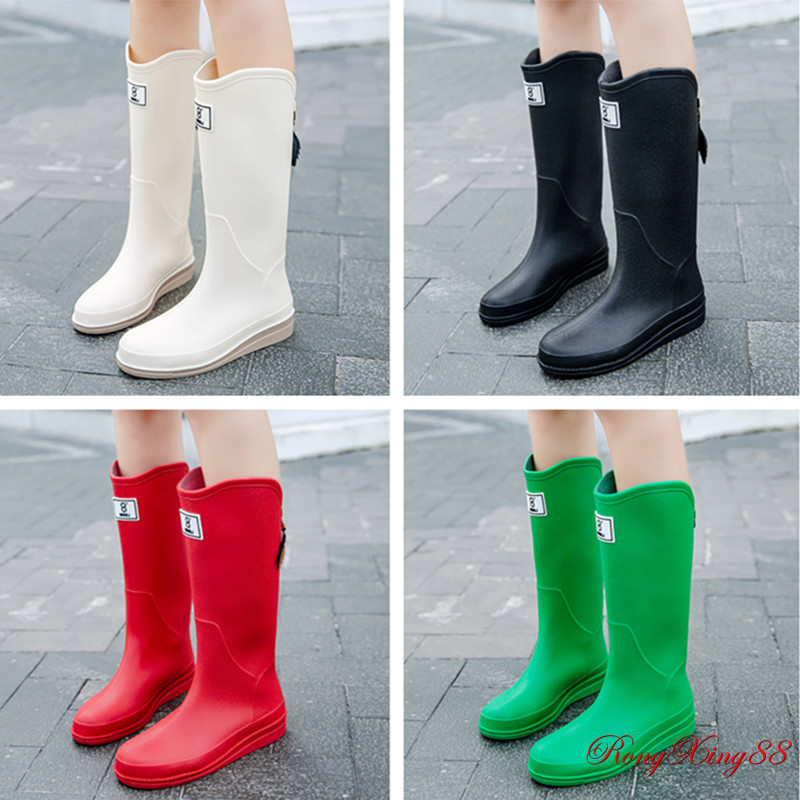 รองเท้าบูทกันฝนทรงสูงสไตล์ญี่ปุ่นสำหรับผู้หญิง กันลื่นทนต่อการสึกหรอ นุ่มสบาย กันน้ำและกันสิ่งสกปรก ทำความสะอาดง่าย