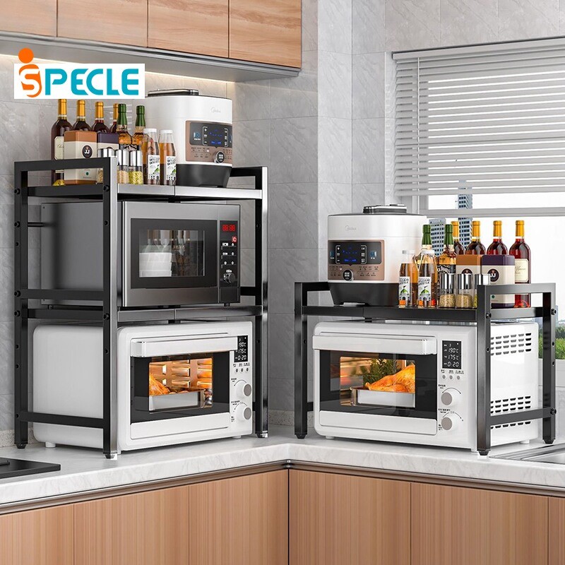 iSPECLE 1/2ชั้น ชั้นวางไมโครเวฟ สามารถยืดหดได้ ชั้นวางของในครัว ชั้นวางเตาอบ ชั้นวางของครัวสแตนเลส ที่จัดเก็บแบบปรับได้