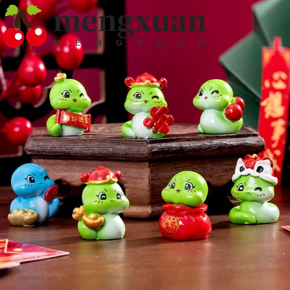 เหมิงซวน 9ชิ้น/เซ็ตงูขนาดเล็กรูป,ปีงูรูปงูการ์ตูนงูตุ๊กตา,สมจริงแบบพกพาสร้างสรรค์เรซิ่นภายในรถเครื่องประดับเทศกาลฤดูใ