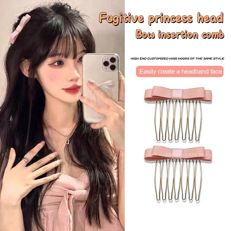 สไตล์เกาหลีแทรกโบว์หวีผม-ริบบิ้นกุทัณฑ์ ชม. หูฟัง -สาวด้านเรียบแก้ไขคลิป