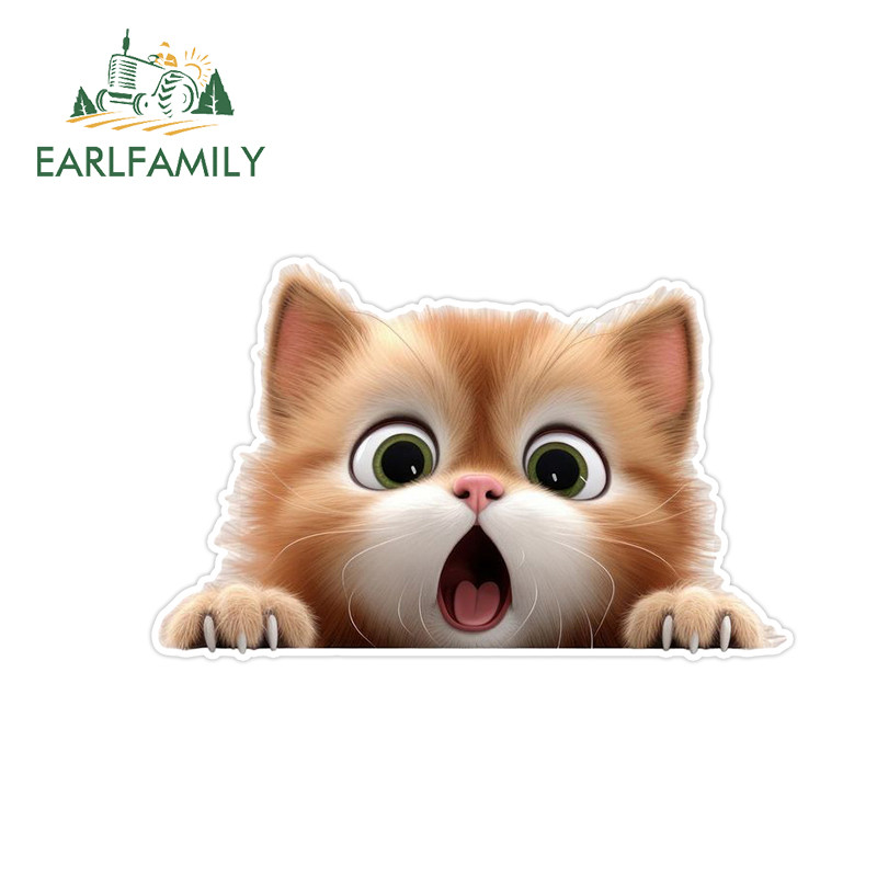 EARLFAMILY 13 ซม.แมว Peeker สติกเกอร์รถแฟชั่นกันน้ํารถจักรยานยนต์รถเข็น Windows ไวนิล Decal Scratch-Proof รถประตู Protector