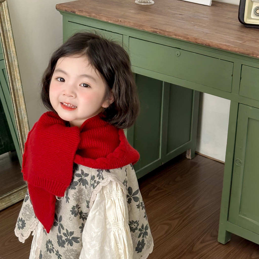 [3-10 ปี] เด็กหมวกผ้าพันคอหนึ่งฤดูหนาว อิน สไตล์ใหม่ชายหญิงถักผ้าพันคอขนสัตว์ผ้าคลุมไหล่ QN410 - รูปที่ 3