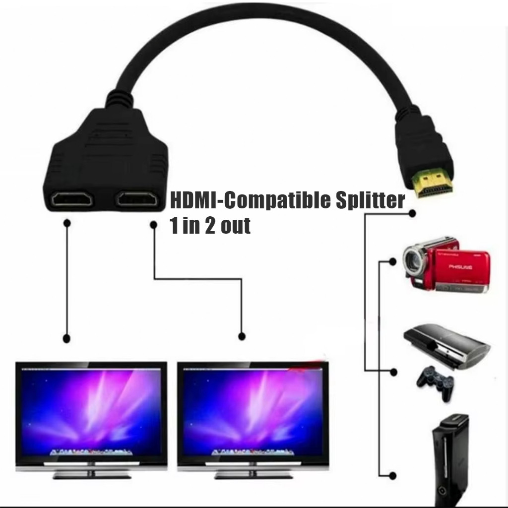 อะแดปเตอร์แปลงสายเคเบิ้ล HDMI 1 ออก 2 ขนาด30ซม.HDMI Full HD 1080P สายต่อ