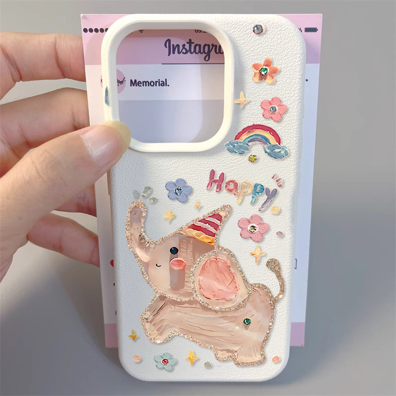 Iphone 16 15 14 13 12 11 Pro Max X XR Max 7 8 Plus INS น่ารักการ์ตูนช้างเพื่อนที่ดีที่สุดคู่กรณีเคสโทรศัพท์นุ่ม