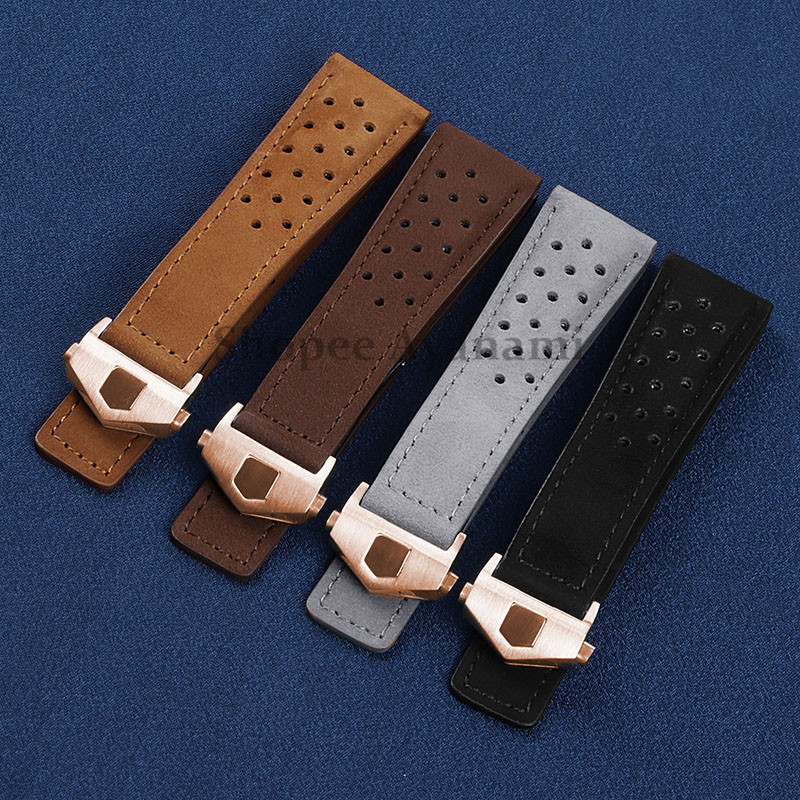 20 มม.22 มม.24 มม.Cowhide สายนาฬิกาสําหรับ TAG HEUER เข็มขัดสร้อยข้อมือหนังแท้ Matte นาฬิกาผู้หญิงผู
