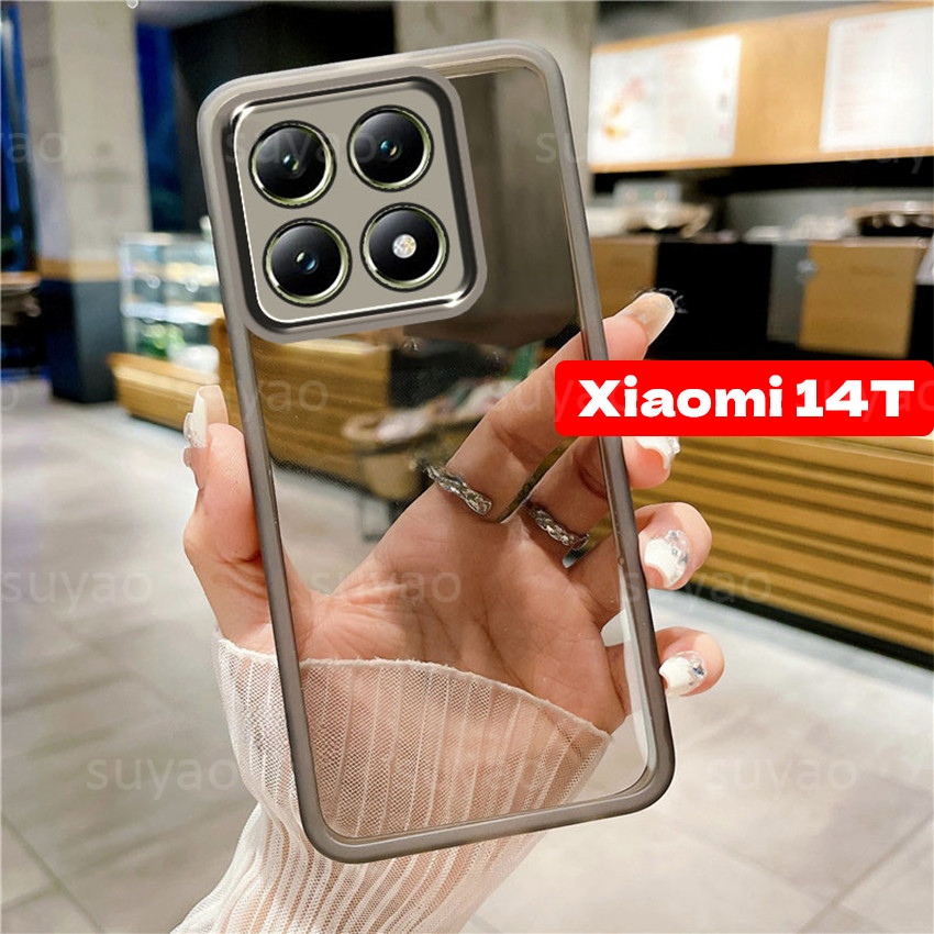 สําหรับxiaomi Mi 14T Pro 14TPro 13T 12T 11T 14 T2024 เคสโทรศัพท์สแควร์ปลอกบางXiaomi14T Xiaomi14TPro Clear Softคู่เลนส์กันกระแทกTPUชุบโปร่งใสปกหลัง