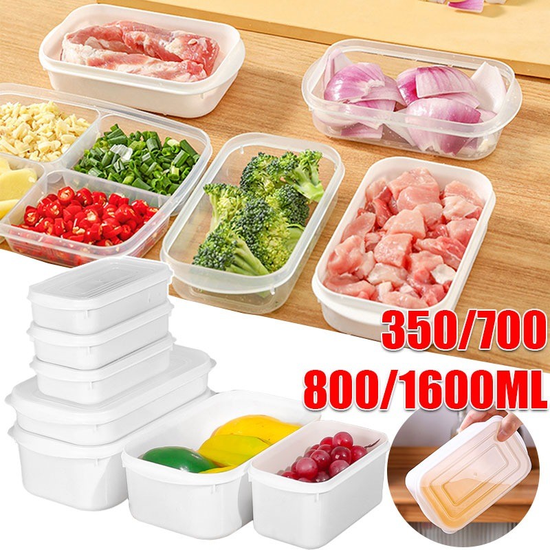 350/700/800/1600มล กล่องถนอมตู้เย็นในครัว / กล่องอาหารกลางวันทนความร้อนไมโครเวฟ / ภาชนะเก็บสลัดผลไม้อาหาร