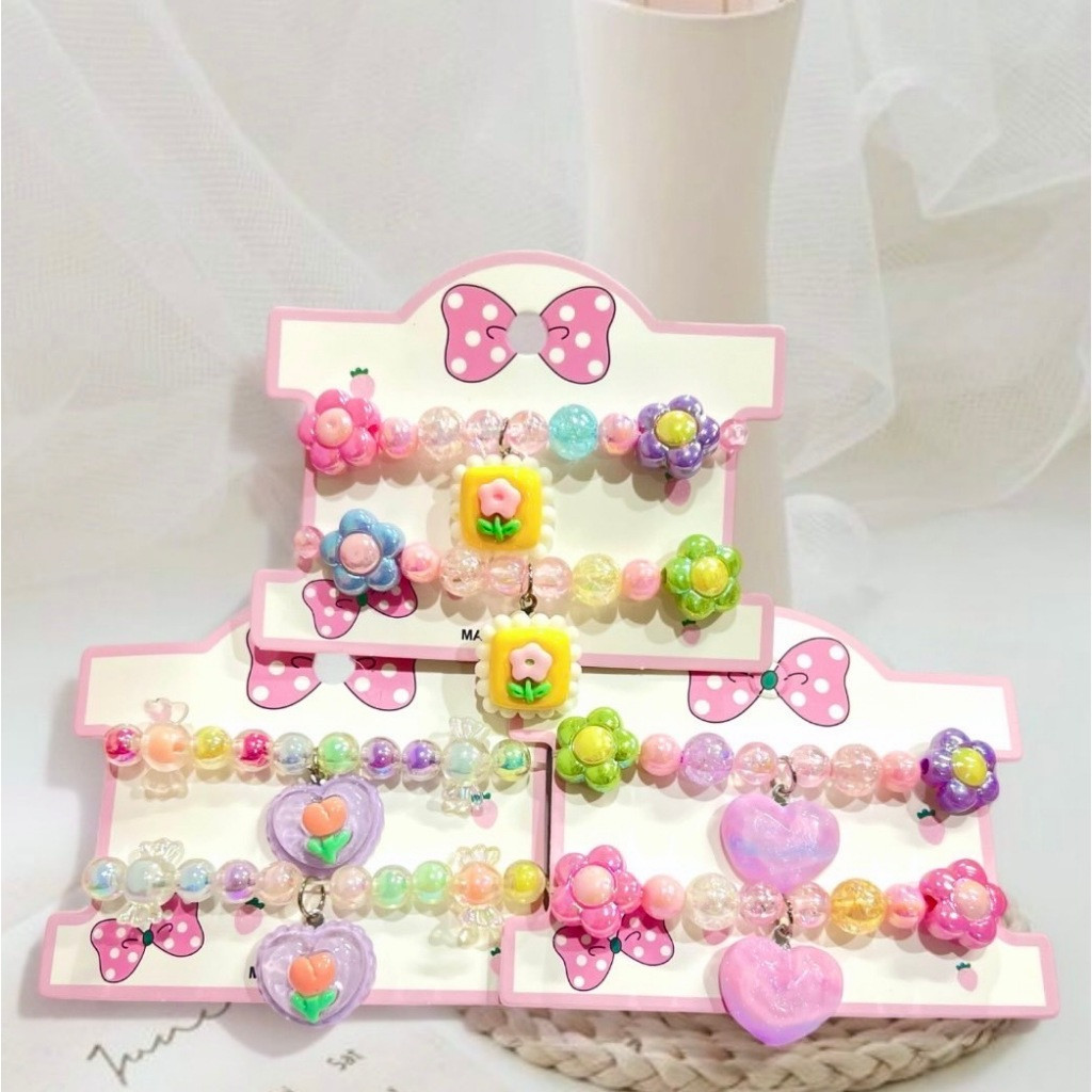 พร้อมส่ง แพ็ค 2ชิ้น สร้อยข้อมือ ลูกปัด การ์ตูนน่ารักๆ สำหรับเด็ก หลากหลายแบบ