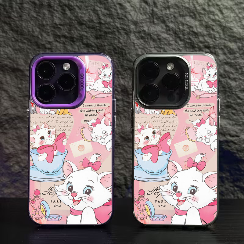 ลายแมวมารีโบว์แสนสวย เคสไอโฟน 7Plus 11 15 Pro Max 12 13 14 Pro Max XR X XS Max 15 7 14 8 Plus SE 2020