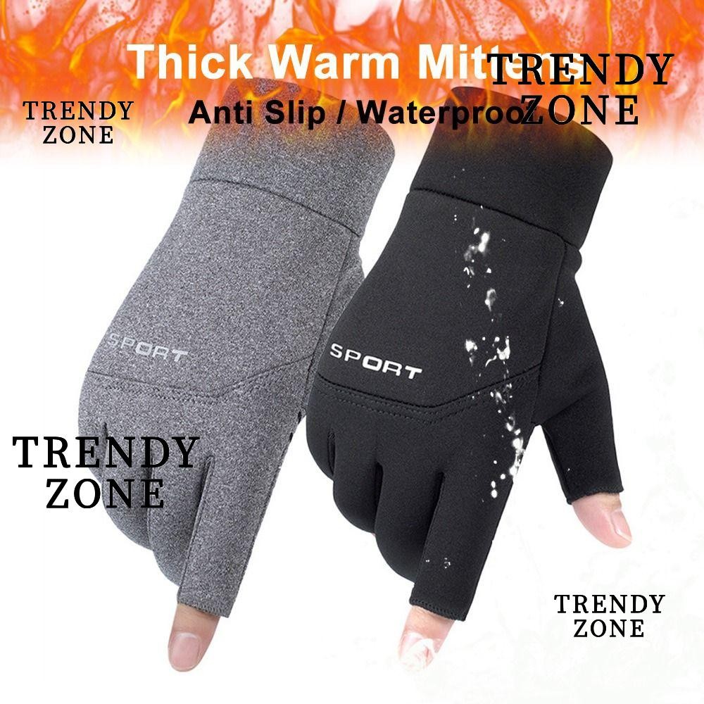 Trendyzone ถุงมือปีนเขาสกีรถจักรยานยนต์ Plush Keep Warm กีฬากลางแจ้งหน้าจอสัมผัส Mitten