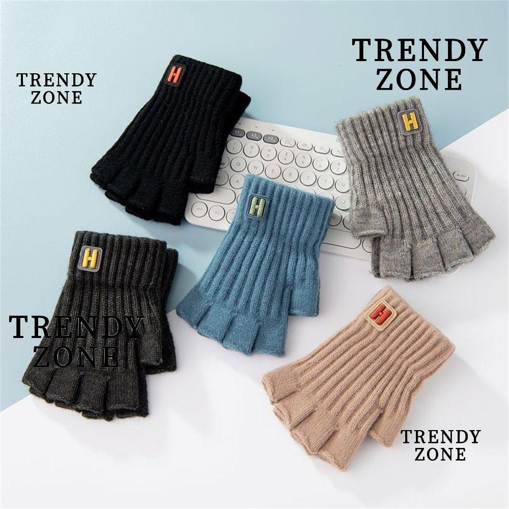 Trendyzone ถุงมือไร้นิ้ว, ถุงมือครึ่งนิ้วอุ่นถัก, ถุงมือขับรถกันลมหนาเย็นทุกวันฤดูหนาว