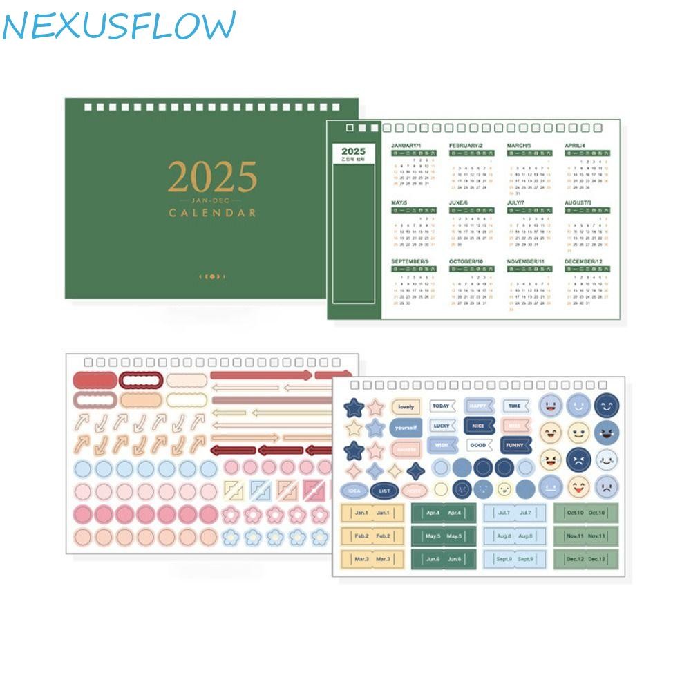 Nexusflow 2024-2025 ปฏิทิน, ปฏิทินตั้งโต๊ะกระดาษหนา 2025, วาระปีที่เรียบง่ายที่จะทํารายการตารางรายวันยืนพลิกปฏิทินของขว