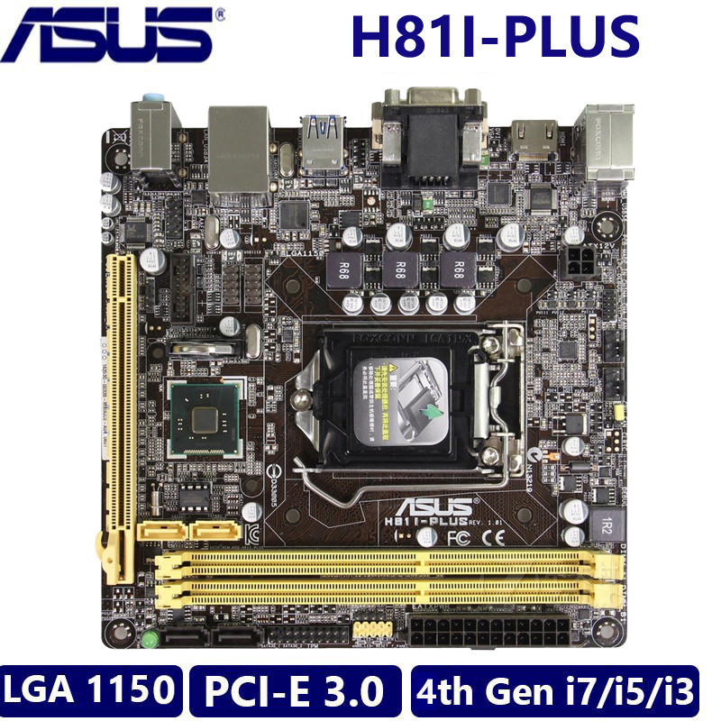 Asus H81I-PLUS H81 LGA 1150 เมนบอร์ด DDR3 MINI ITX 16GB SATA3 USB3.0