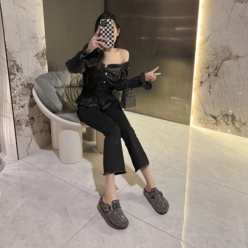 ใหม่สําหรับปี 2026หนาSoledเพิ่มความสูงสบายสบายๆSlip-On Birkenstockรองเท้าเพชรเต็มBaotouครึ่งรองเท้าแตะผู้หญิงสวมใส่ด้านนอก2024ฤดูใบไม้ผลิฤดูใบไม้ร่วง20250702 - รูปที่ 2