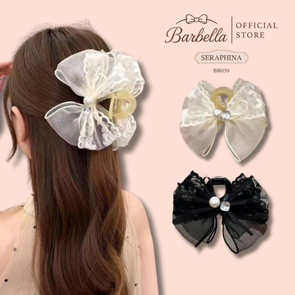 Barbella กิ๊บโบว์ลูกไม้แต่งมุกสุดหรู สไตล์เจ้าหญิงหวานละมุน รุ่น Seraphina (BB030)