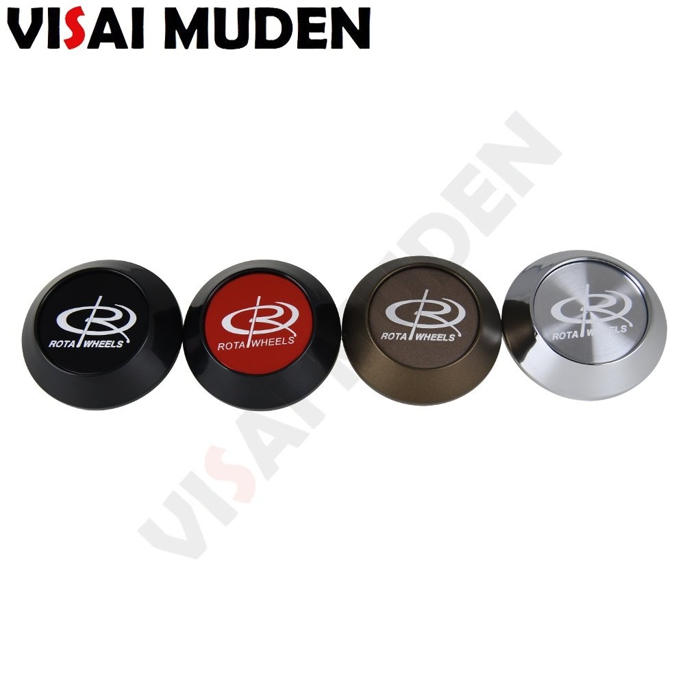 4PCS OD 68MM / ID 62MM Sport Rim Cap ROTA Logo Sticker Wheel Cover Cap Wheel Center Hub Caps Silver 