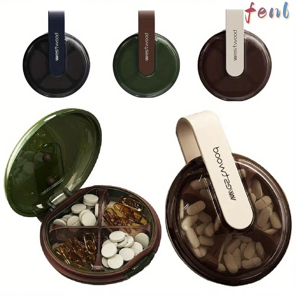 FENL กล่องเก็บยาสําหรับเดินทาง, 4 กริดโปร่งใส Travel Pill , แบบพกพามัลติฟังก์ชั่นพลาสติก Moistureproof เครื่องจ่ายยา Travel Accessories