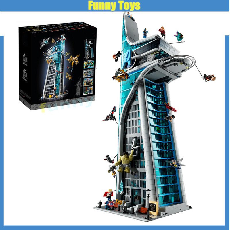 76269 Avengers Tower Building Blocks สถาปัตยกรรมขนาดใหญ่ Super Heroes ของเล่นของขวัญสําหรับชาย