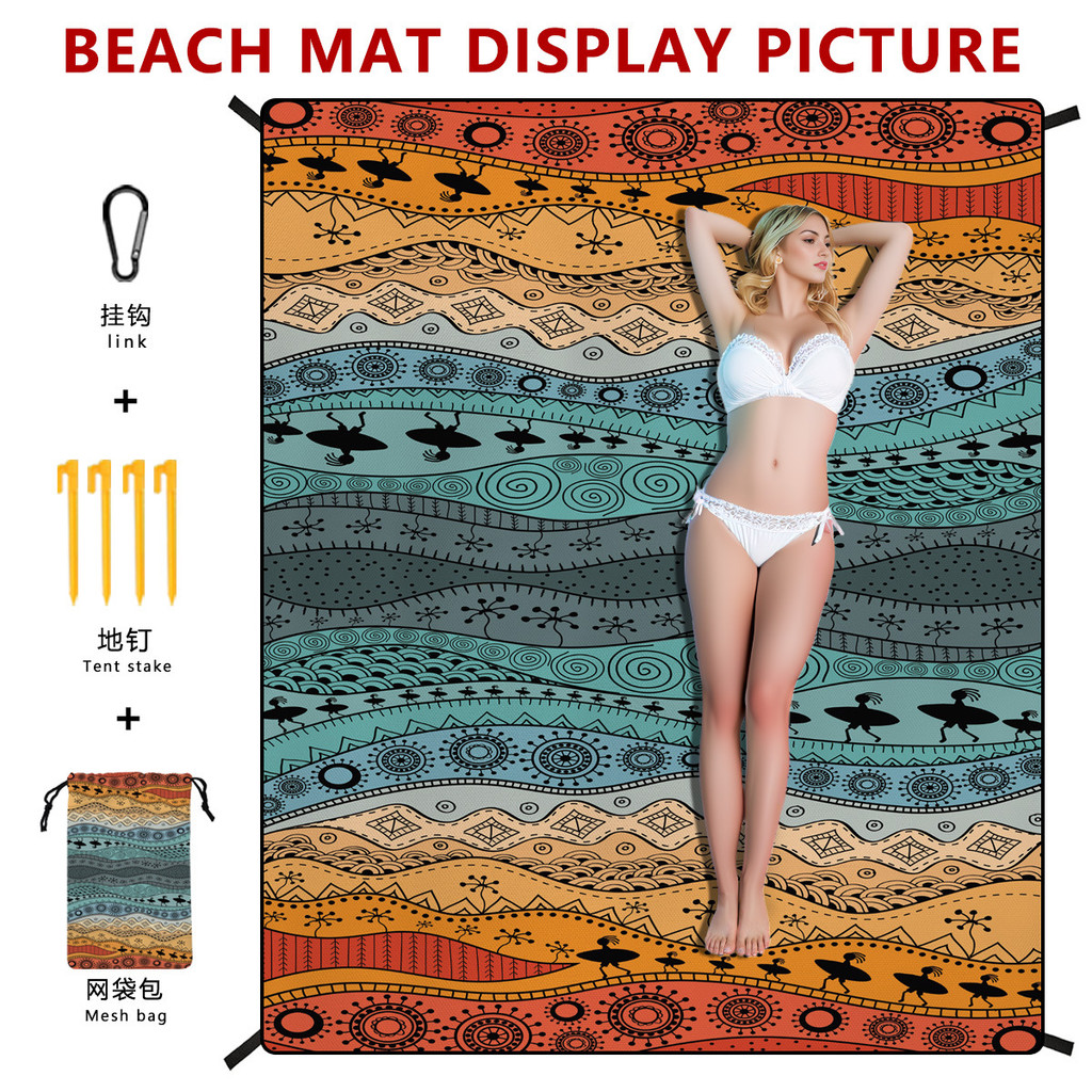 เสื่อปิกนิก Bohemian Beach Mat Quick-Drying Water-Repellent Moisture-Proof Mat Outdoor Camping Campi