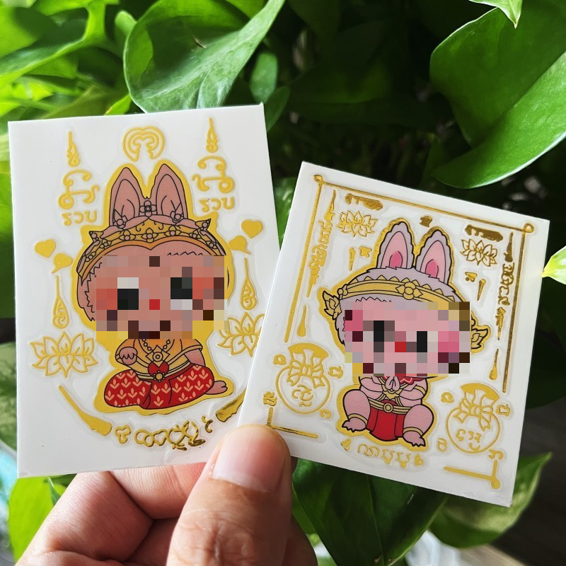 สติ๊กเกอร์สีปิดทองนําโชคน่ารัก ผ้า สติ๊กเกอร์สคริปต์นําโชค เคสพไทย สติ๊กเกอร์ DIY