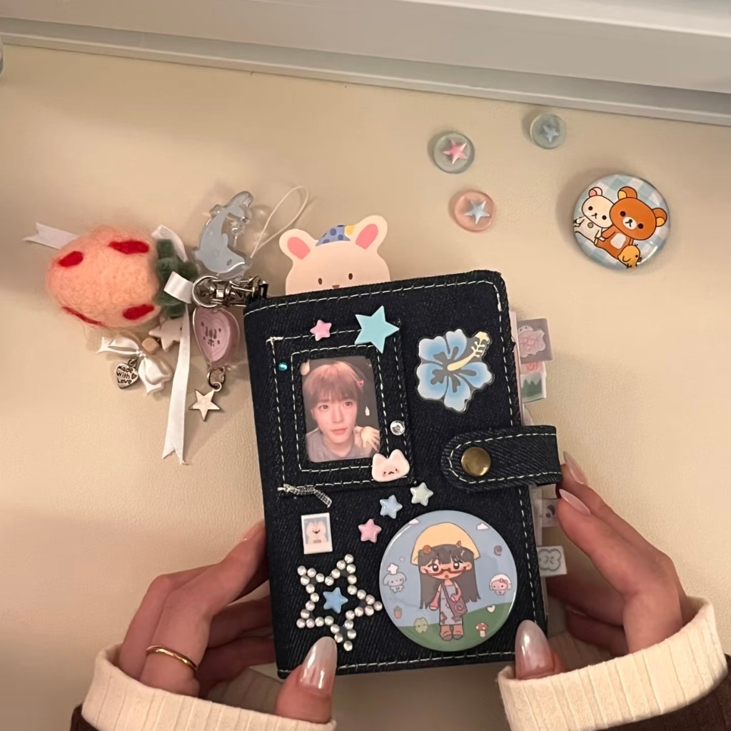 C C cashbook Accounting Notebook Little Red Book Dark Blue Denim m5 Handbook Niche Retro High-Value 