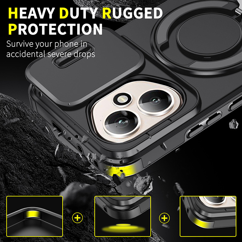 Honor 400 Pro 400 Lite สไลด์กล้องเลนส์ป้องกันแหวนยืนแม่เหล็กเคสโทรศัพท์ขาตั้งเกราะกันกระแทกฮาร์ดซิลิโคนปก - รูปที่ 4