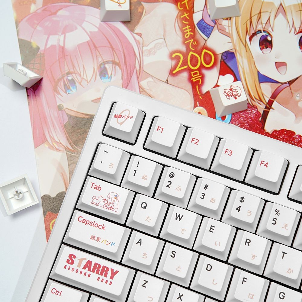 Gotoh Hitori Keycaps โปรไฟล์เชอร์รี่ 136 คีย์ PBT Dye Sublimation Wooting60 MAD60 สีชมพู Aula F75 Si