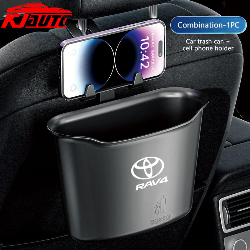 1/2pcs Toyota RAV4 ถังขยะรถยนต์ที่นั่งกลับแขวน Rubbish Bin Car Storage Organizer พร้อมผู้ถือโทรศัพท์