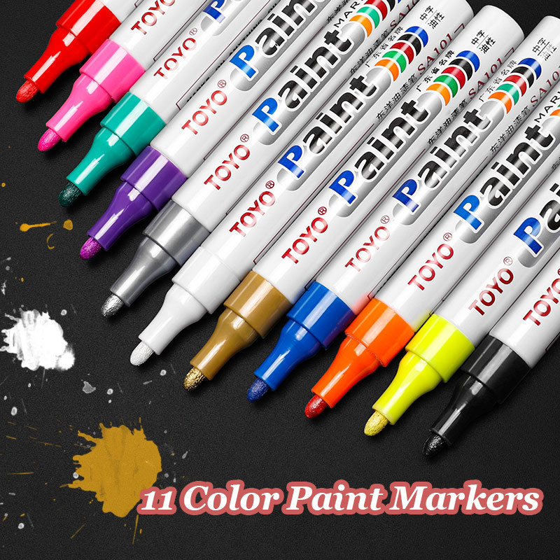 1PCS ปากกามาร์กเกอร์สีถาวรเครื่องหมายกันน้ําสําหรับไม้หินพลาสติกแก้วหนัง