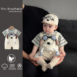 บอดี้สูทแขนสั้นสำหรับเด็กอายุ 0-24 เดือน สไตล์เกาหลี การ์ตูน…