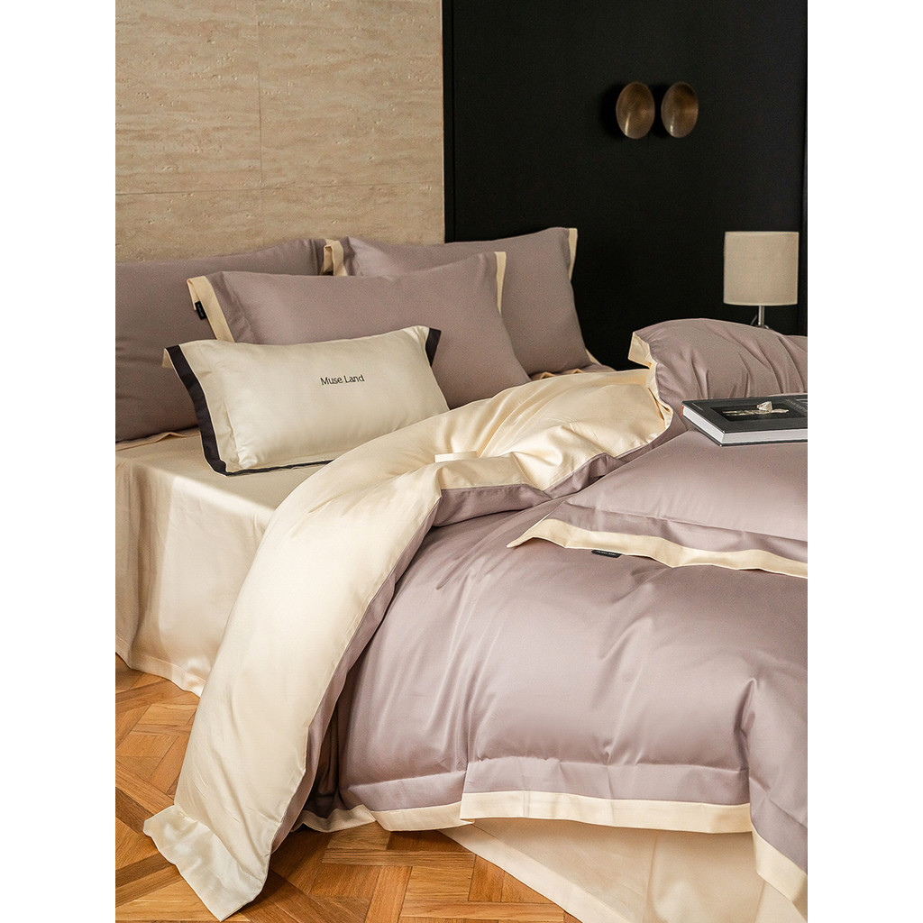 120 ชุดสี่ชิ้นผ้าปูที่นอนนับผ้าฝ้ายแท้ 220xx250x229x230x248 ซม. ปลอกผ้านวมยาวผ้าฝ้ายแท้ WXL6