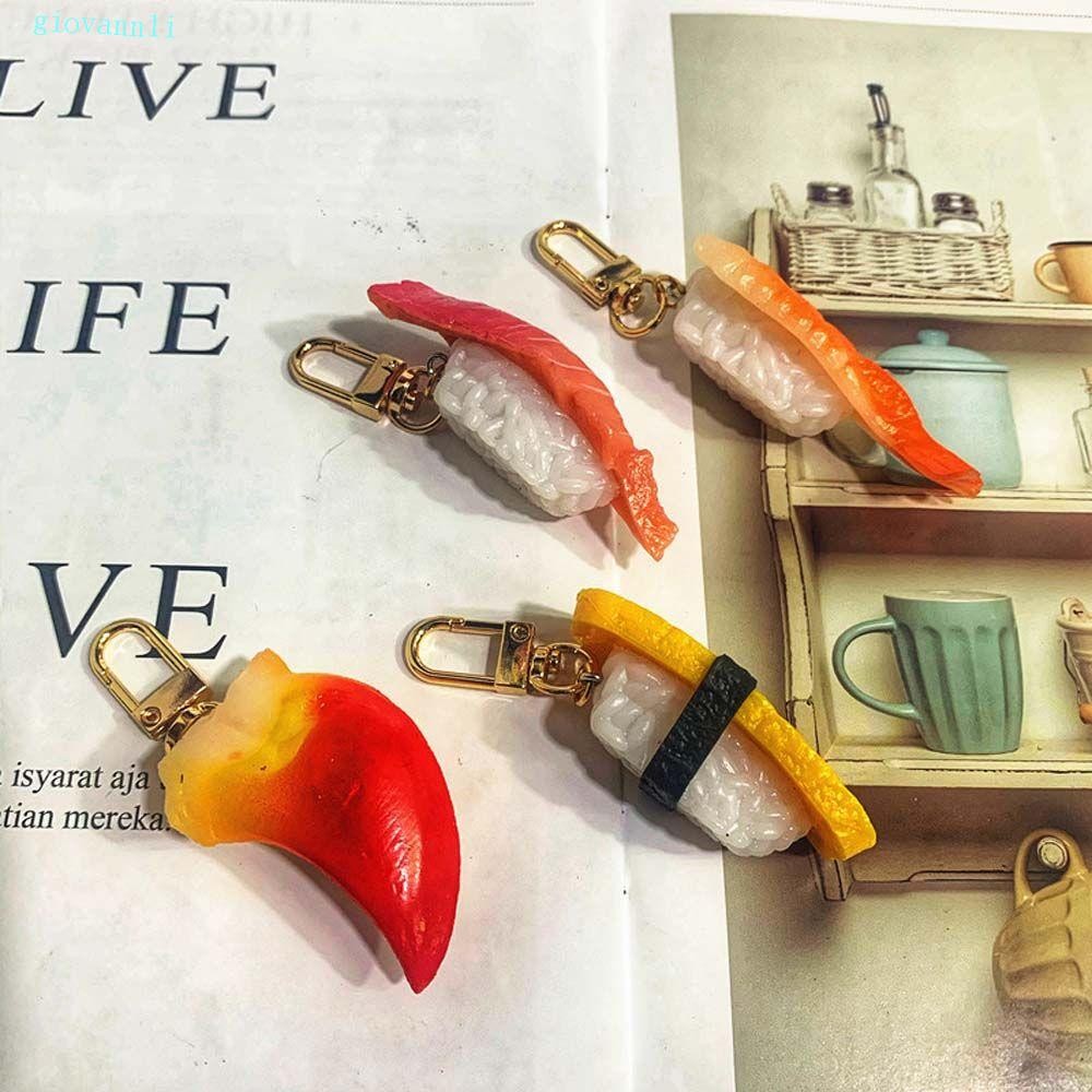 GIOVANN จําลองซูชิพวงกุญแจน่ารักผู้ชายญี่ปุ่นอาหารกระเป๋าจี้ซูชิ Sea Urchin ซูชิพวงกุญแจ