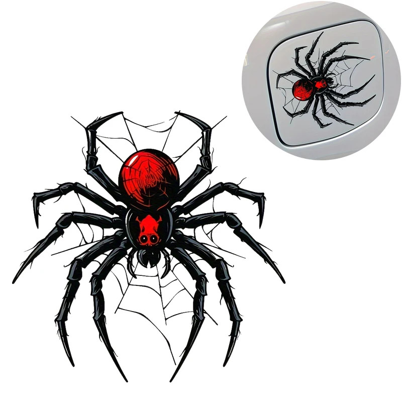 2PCS ตลก Spider สติกเกอร์รถจักรยานยนต์กันน้ํา DIY รถมอเตอร์ไซด์แผงด้านข้างถังน้ํามันเชื้อเพลิง Fairing ไวนิล Decals ฮาโลวีนตกแต่ง