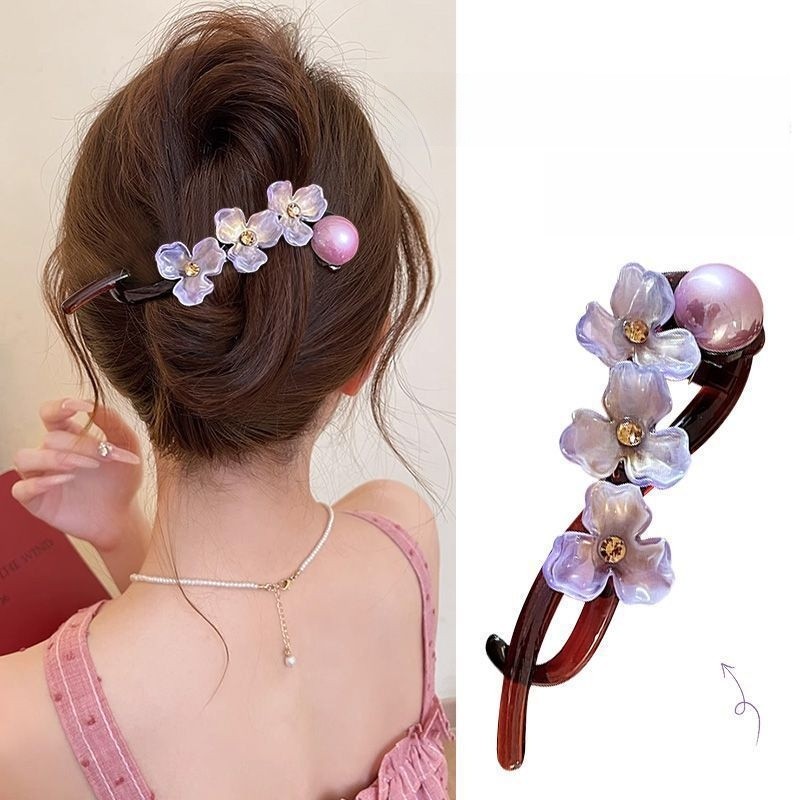 Retro ดอกไม้แบนคลิป Twist Girly Classy แผ่นคลิปผม 2025 สไตล์ใหม่ High-End กลับ Headdress