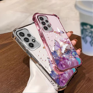 กันกระแทกCase สําหรับ Samsung A32 A52 A52S A53 A73 4G 5G เคสโทรศัพท์ TPU 2025 ออกแบบใหม่ผีเสื้อดอกไม้อุปกรณ์เสริมฝาครอบ SZ28