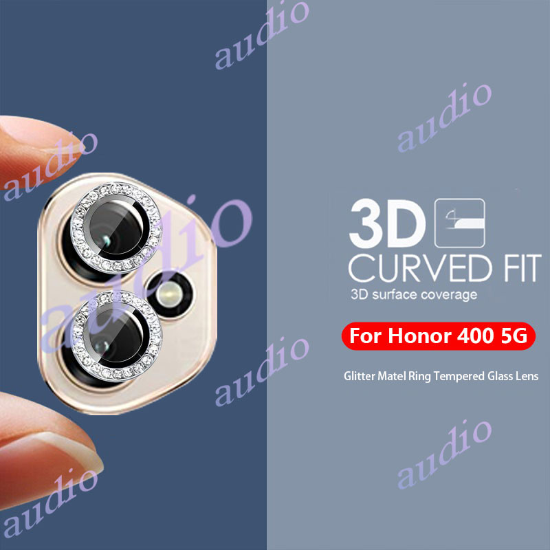 HONOR 600 5G HONOR 400 5G Glitter เพชรโลหะแก้วกล้องเลนส์ Protector สําหรับ Honor 400 Pro Honor400 Pro 5G Bling เงา Coloful โลหะกล้องเลนส์แหวนสําหรับ Honor 400 Pro Honor 400Pro 5G