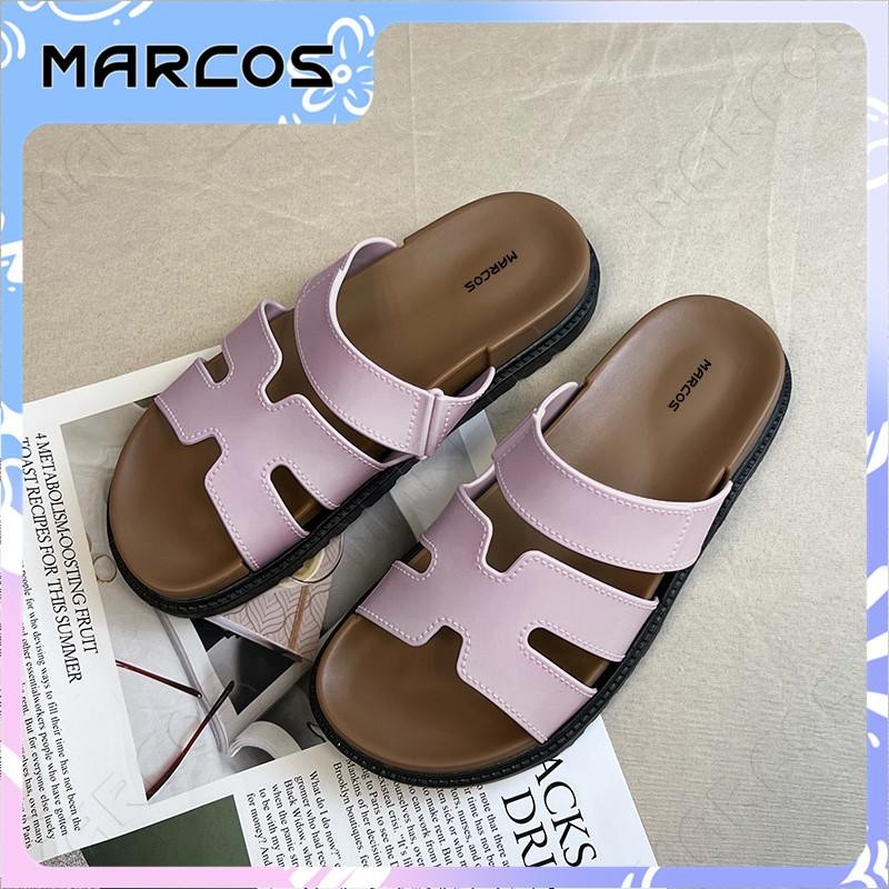 MARCOS การจัดส่งในประเทศไทย รองเท้าแตะผู้หญิงมีน้ำหนักเบาและทนต่อการลื่นเมื่อสวมใส่ภายนอก รองเท้าชายหาดเท้าเดียวสวมทน#01