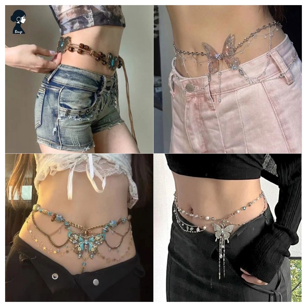 วินเทจโบฮีเมียนเอวโซ่ ผีเสืءจี้พู่แฟชั่น สำหรับงานเลี้ยงและเป็นของขวัญ