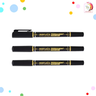 MAPLES (เมเปิ้ล) ปากกามาร์คเกอร์ มาร์คเกอร์กันน้ำ รุ่น MP-C12 เขียนถุง เขียน CD หมึกน้ำเงิน ดำ แดง 2 หัว ( 1 ด้าม )