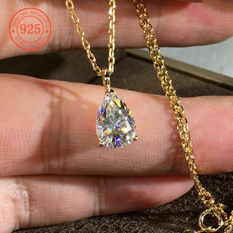 SHEFULI สร้อยคอรูปลูกแพร์ประดับเพชรโรแมนติกแฟชั่นสําหรับผู้หญิง CSX406