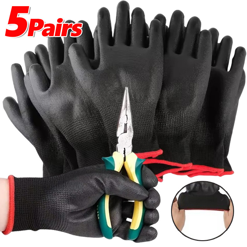 ถุงมือทํางานไนล่อนเคลือบไนไตรล์-ถุงมือป้องกันความปลอดภัยกันลื่น-สําหรับงานก่อสร้าง,ทําสวน,บํารุงรักษา (1/3/5 คู่)