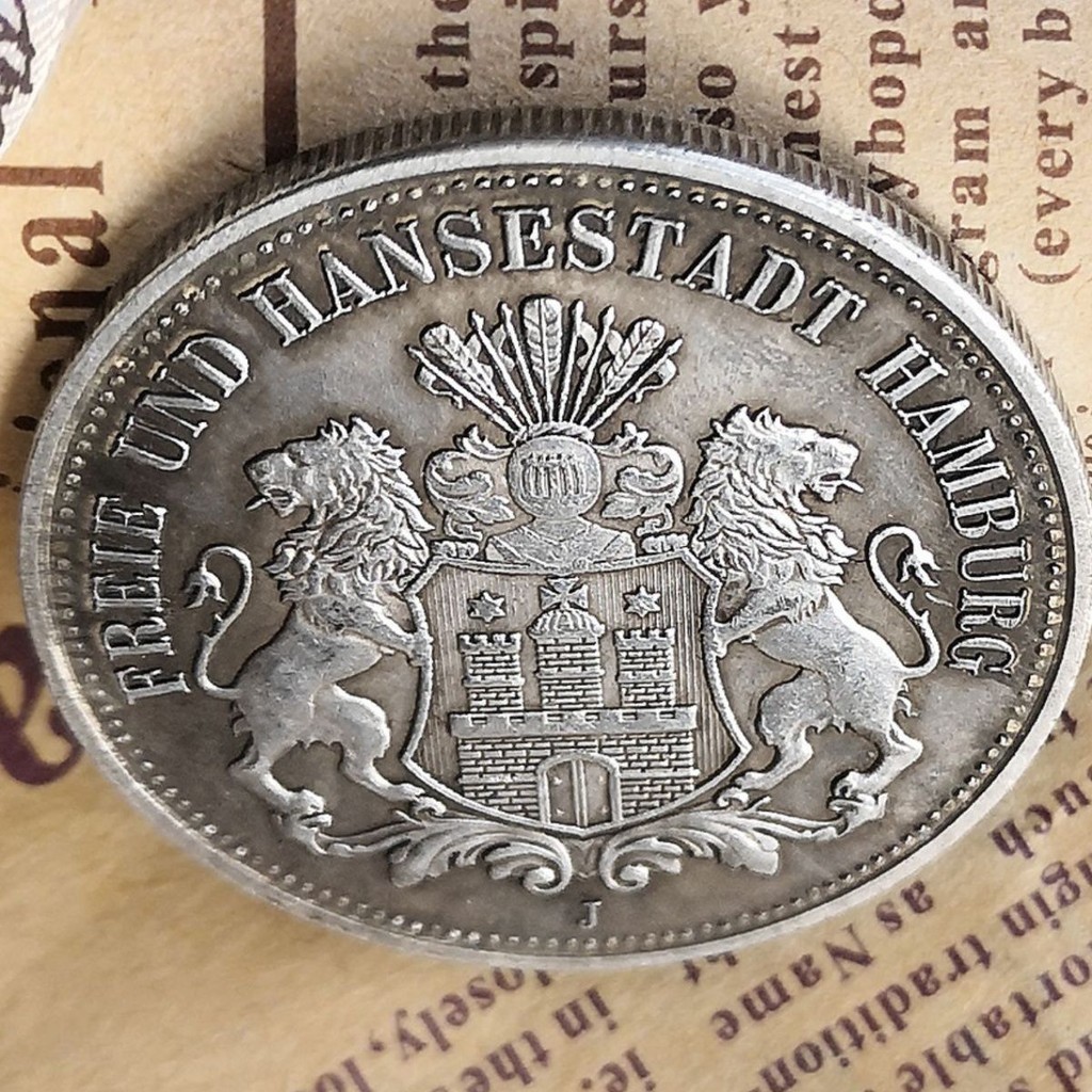 #DK德系1896汉堡双狮鹰头硬币 เหรียญต่างประเทศ Silver Dollar Collection Gift 40mm7.26 #**** 4