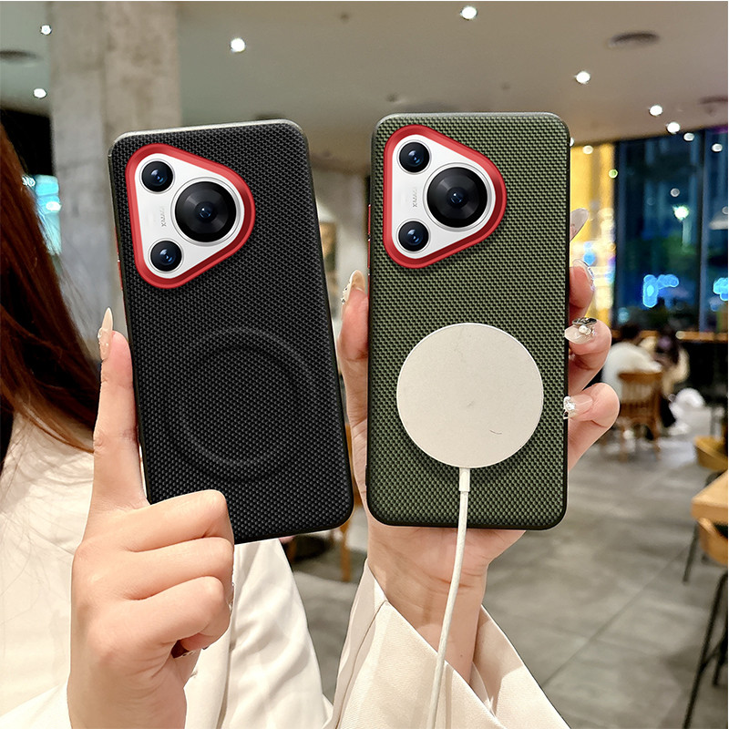 สําหรับ Huawei Pura 80, 70 Pro Plus, 80 Ultra Case ELVEV ทนทานหนัง Hard PC แน่นรูปแบบตารางฝาครอบโทรศัพท์กันลื่น