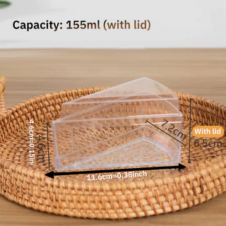 20pcs 155ml ถ้วยสามเหลี่ยมที่มีฝาปิดมูสเค้กคัพขนมหวานคัพเค้กกล่องเค้กสามเหลี่ยม